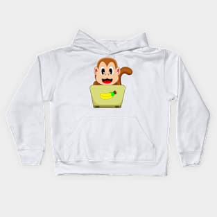 Monkey Banana Laptop Kids Hoodie